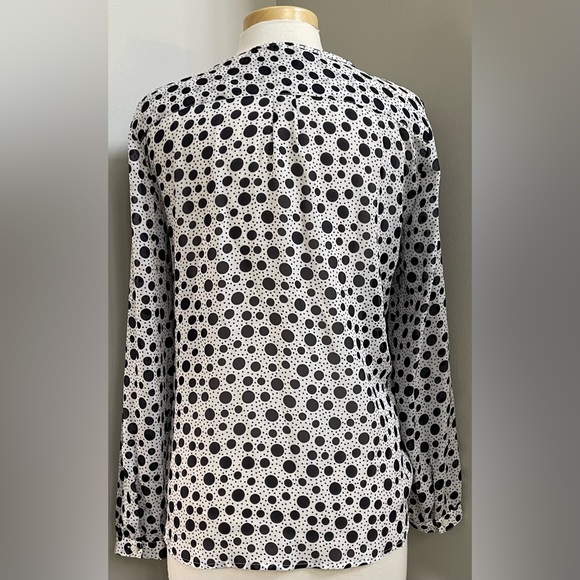 LOFT Small White With Black Polka Dots Blouse - Picture 2 of 3